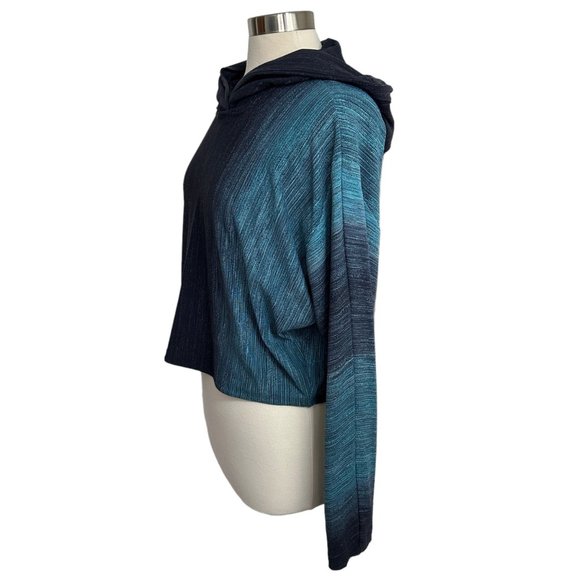 lululemon 8 Lab Varsa Blue Jacquard Stripe Crop Athletic Hoodie W3DDWS - Picture 2 of 9